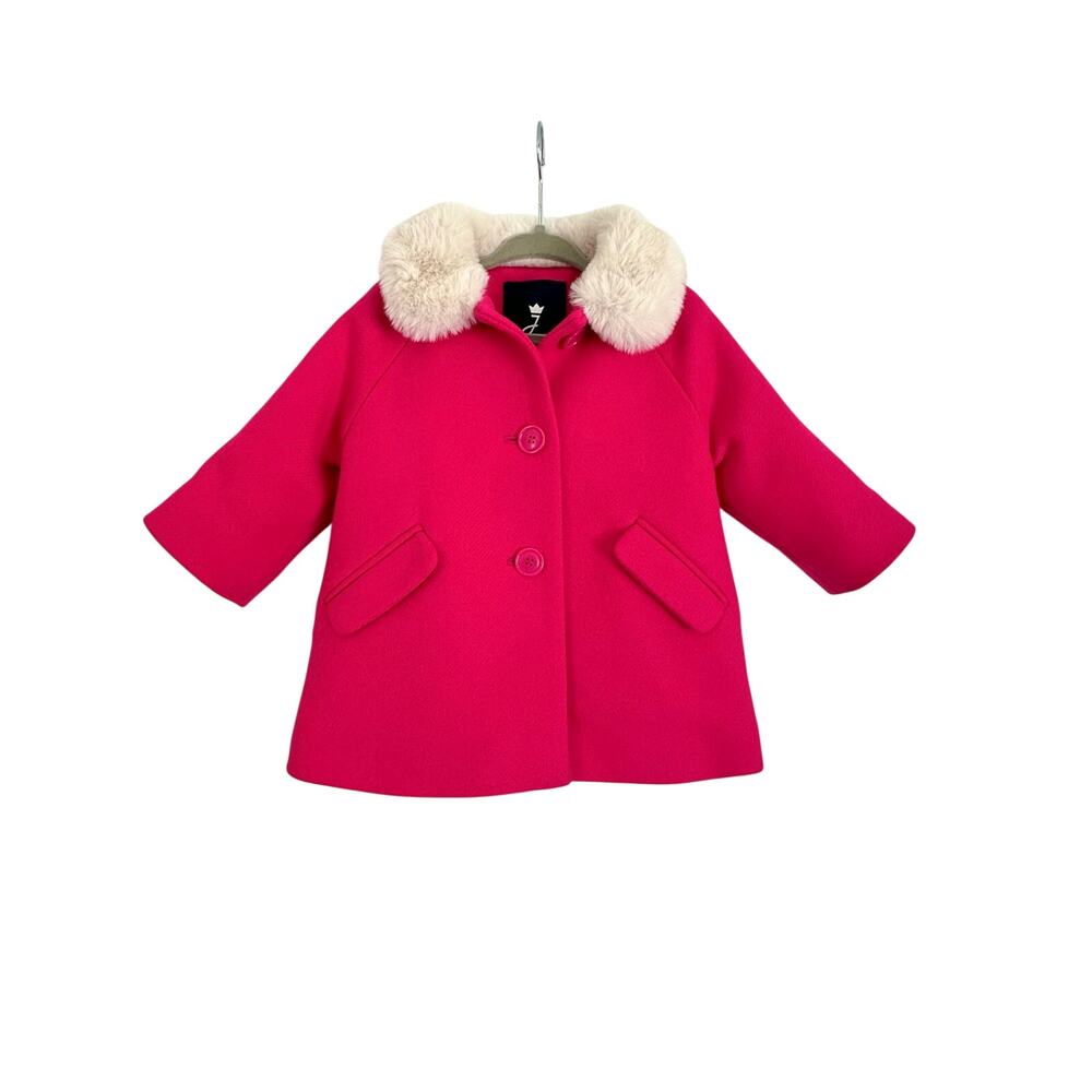 Jacadi 12M Pink Wool Peacoat with Faux Fur Collar – New Without Tags